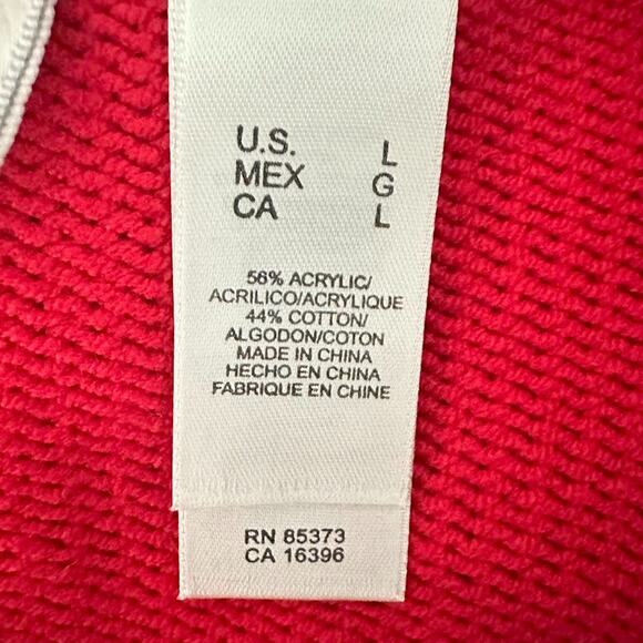 Liz Claiborne Sweater Patriotic Flag Red 1/4 Zip Nautical Womens Size L American - Picture 6 of 7